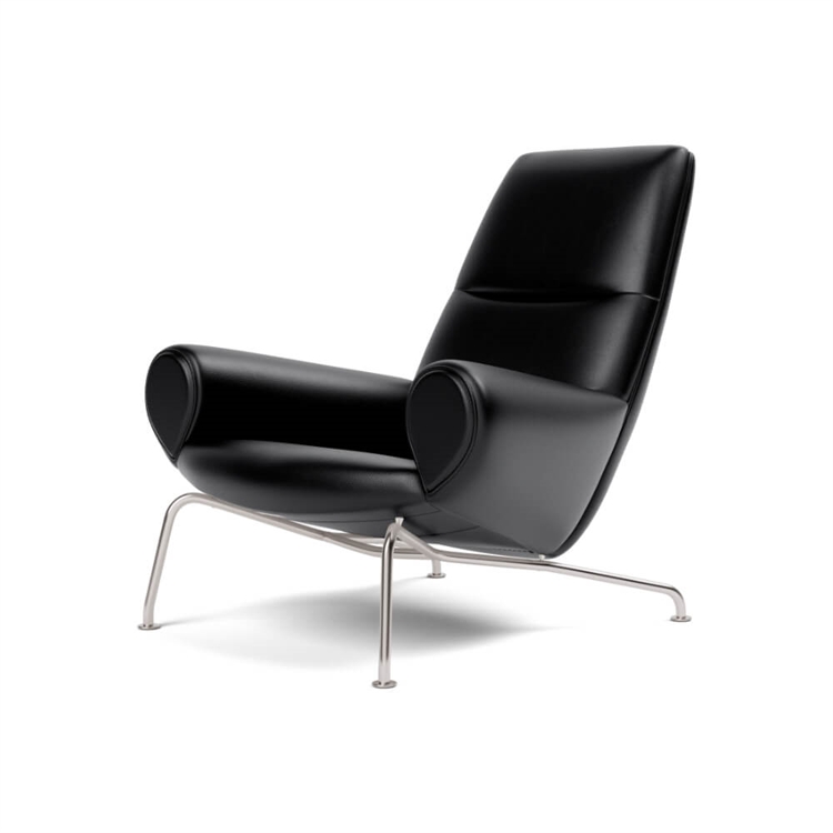 Fredericia Furniture Wegner Queen Chair 1010 Lænestol - Primo 88 Black, vinkel 1